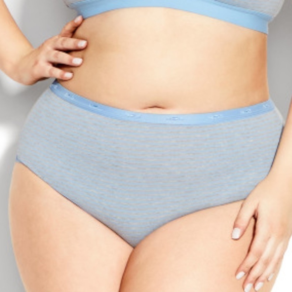 AVENUE BODY Bundle 3 Pairs 30/32W Blue Stripe Cotton Modern Brief TD.5